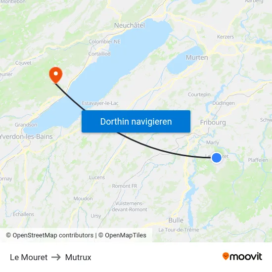 Le Mouret to Mutrux map