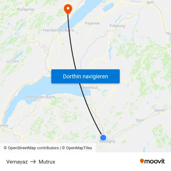 Vernayaz to Mutrux map
