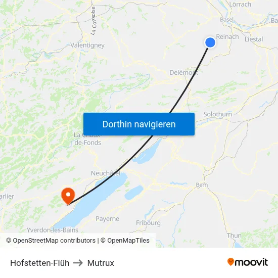 Hofstetten-Flüh to Mutrux map