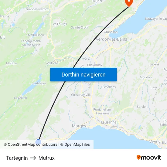 Tartegnin to Mutrux map