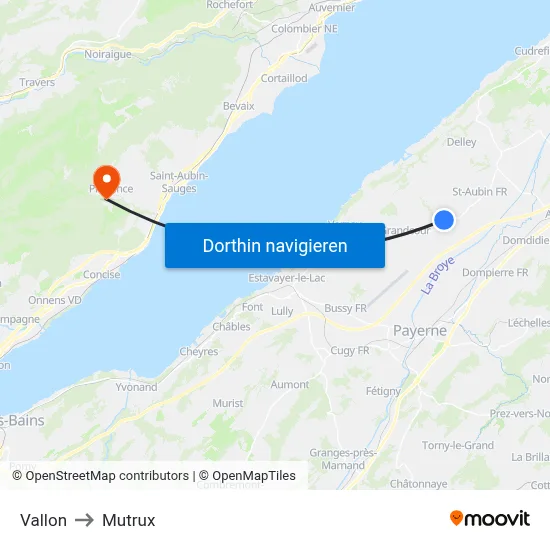 Vallon to Mutrux map