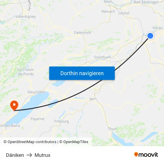 Däniken to Mutrux map
