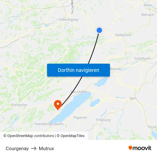 Courgenay to Mutrux map