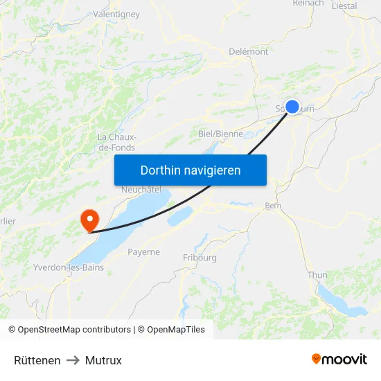 Rüttenen to Mutrux map
