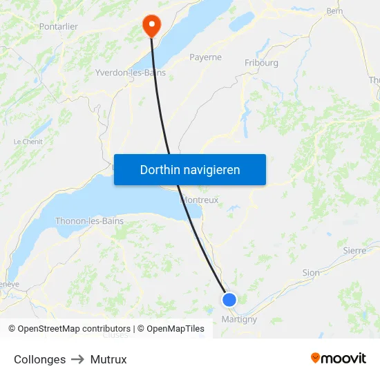 Collonges to Mutrux map