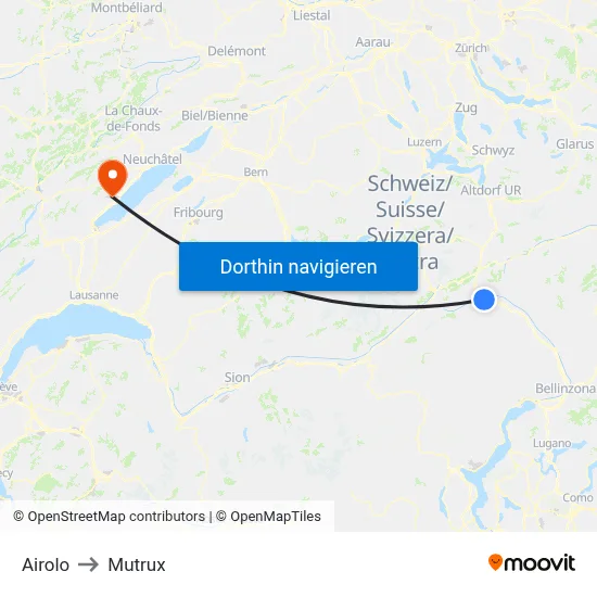 Airolo to Mutrux map