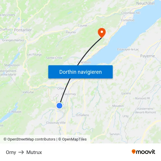 Orny to Mutrux map