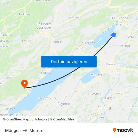 Mörigen to Mutrux map