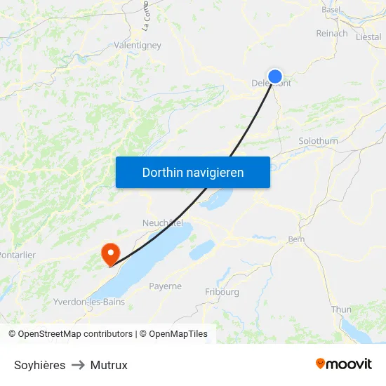 Soyhières to Mutrux map