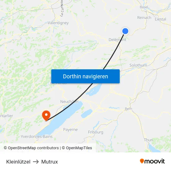 Kleinlützel to Mutrux map