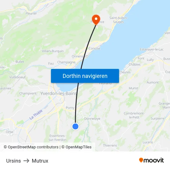 Ursins to Mutrux map
