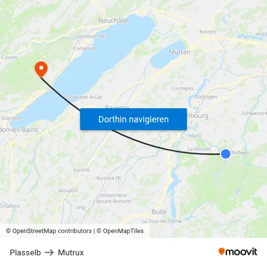 Plasselb to Mutrux map