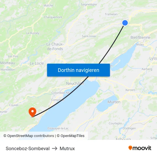 Sonceboz-Sombeval to Mutrux map