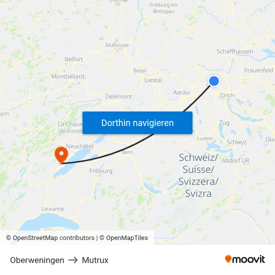 Oberweningen to Mutrux map