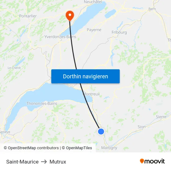 Saint-Maurice to Mutrux map