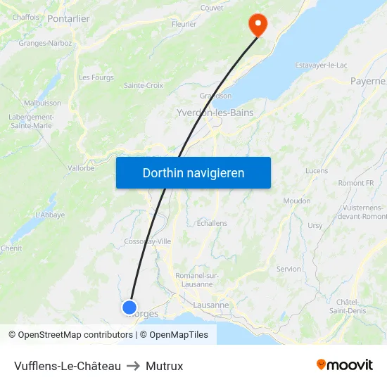 Vufflens-Le-Château to Mutrux map