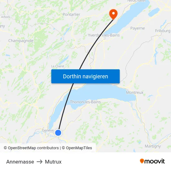 Annemasse to Mutrux map