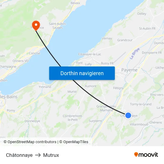 Châtonnaye to Mutrux map