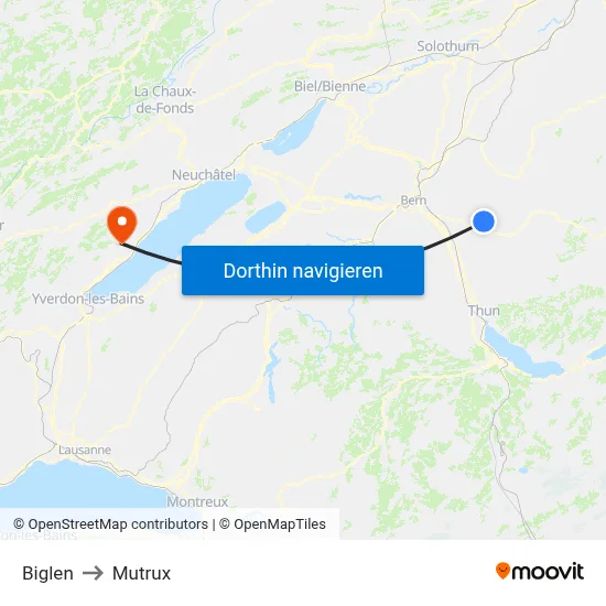 Biglen to Mutrux map