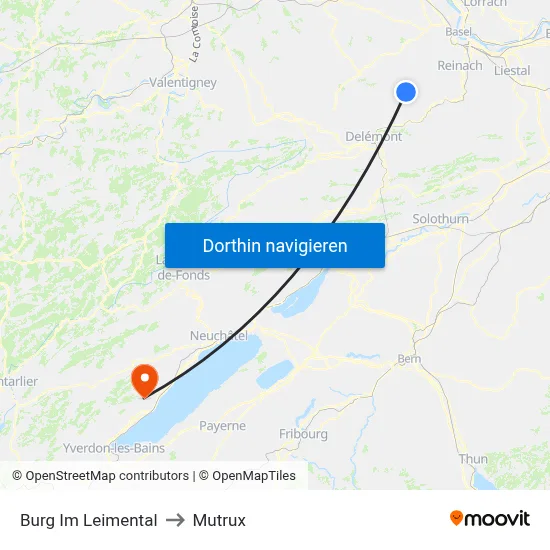 Burg Im Leimental to Mutrux map