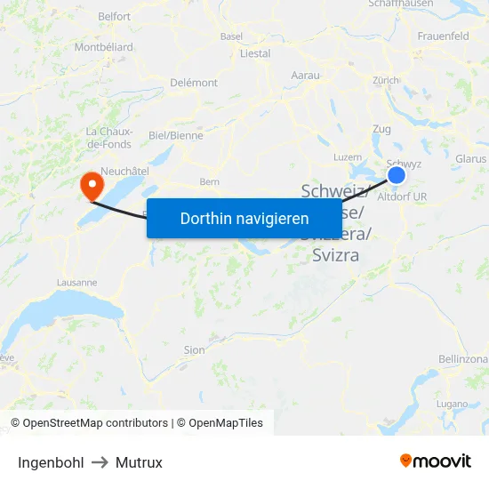Ingenbohl to Mutrux map