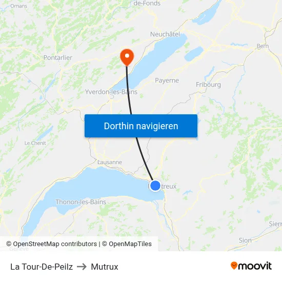 La Tour-De-Peilz to Mutrux map
