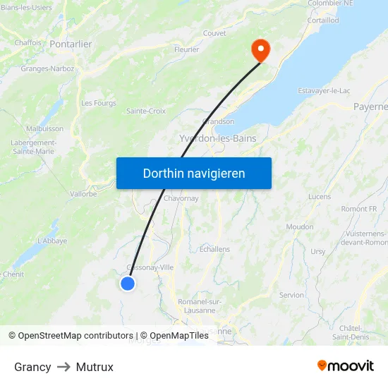Grancy to Mutrux map