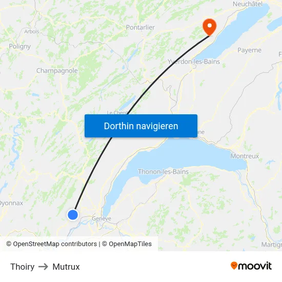 Thoiry to Mutrux map