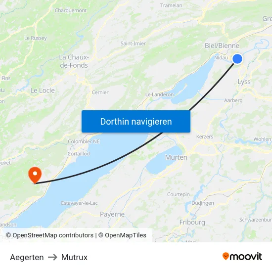 Aegerten to Mutrux map