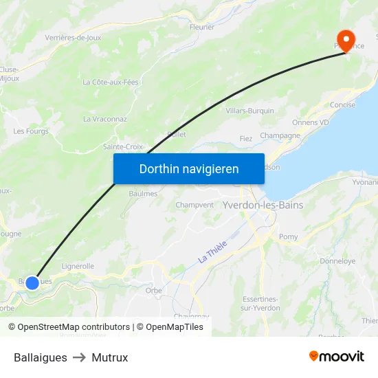 Ballaigues to Mutrux map