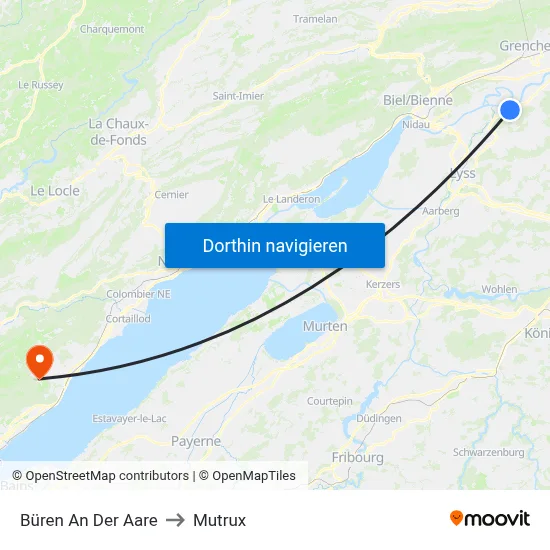 Büren An Der Aare to Mutrux map