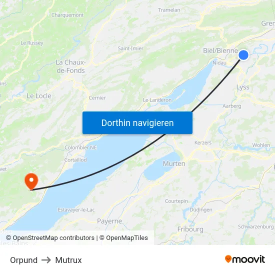 Orpund to Mutrux map