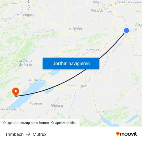 Trimbach to Mutrux map