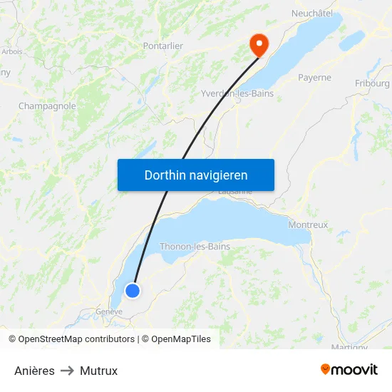 Anières to Mutrux map
