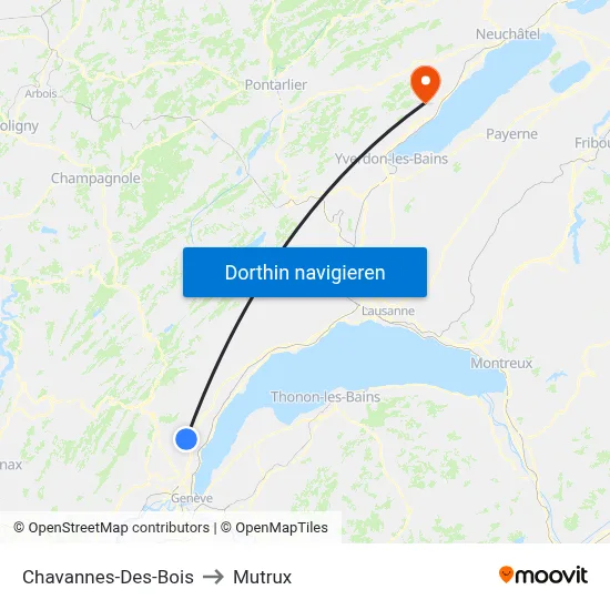 Chavannes-Des-Bois to Mutrux map