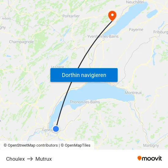 Choulex to Mutrux map