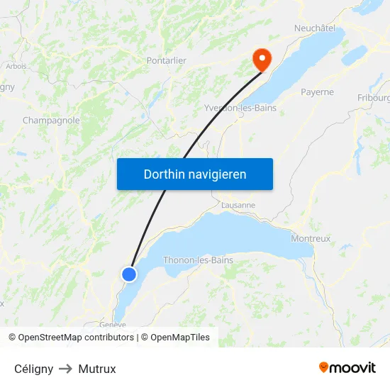 Céligny to Mutrux map