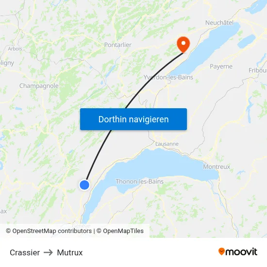 Crassier to Mutrux map