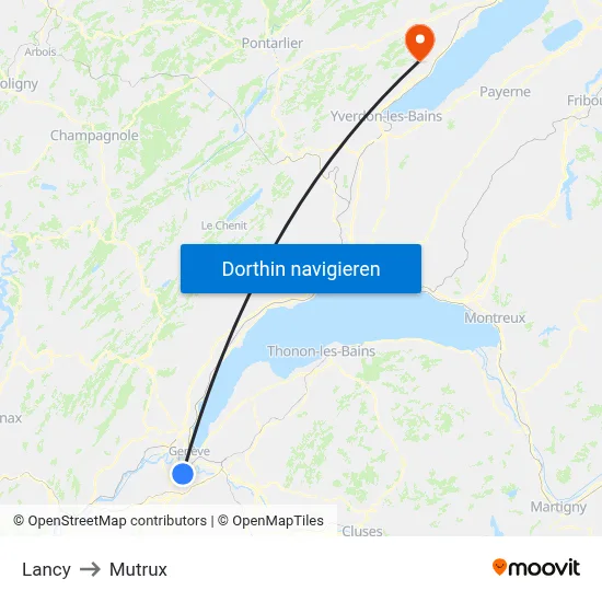 Lancy to Mutrux map