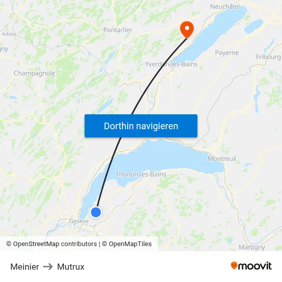 Meinier to Mutrux map