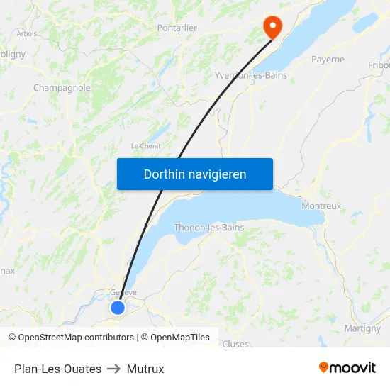 Plan-Les-Ouates to Mutrux map