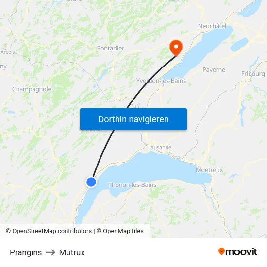 Prangins to Mutrux map