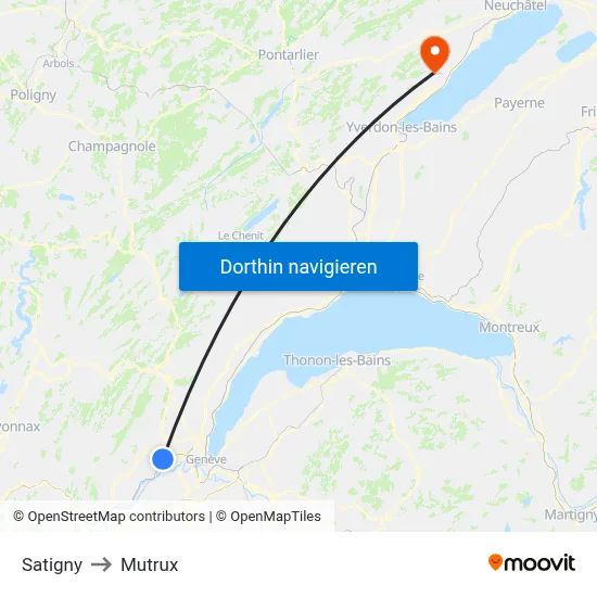 Satigny to Mutrux map
