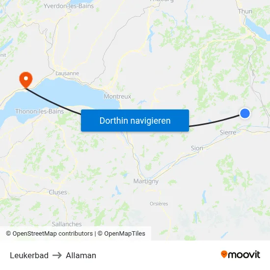 Leukerbad to Allaman map