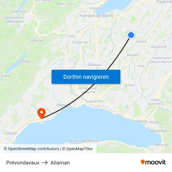 Prévondavaux to Allaman map