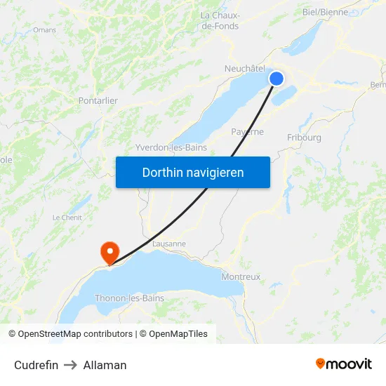 Cudrefin to Allaman map