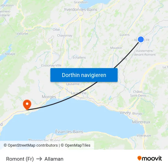 Romont (Fr) to Allaman map