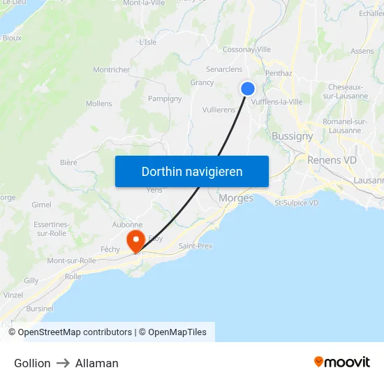 Gollion to Allaman map