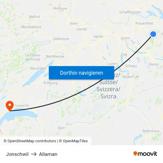 Jonschwil to Allaman map