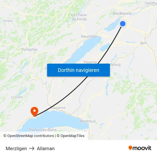 Merzligen to Allaman map